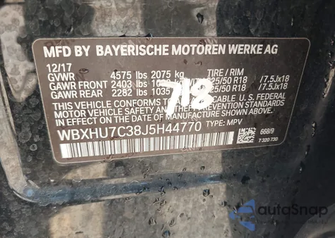 2018 BMW X1 Sdrive28I z USA, uszkodzony, nr VIN WBXHU7C38J5H44770